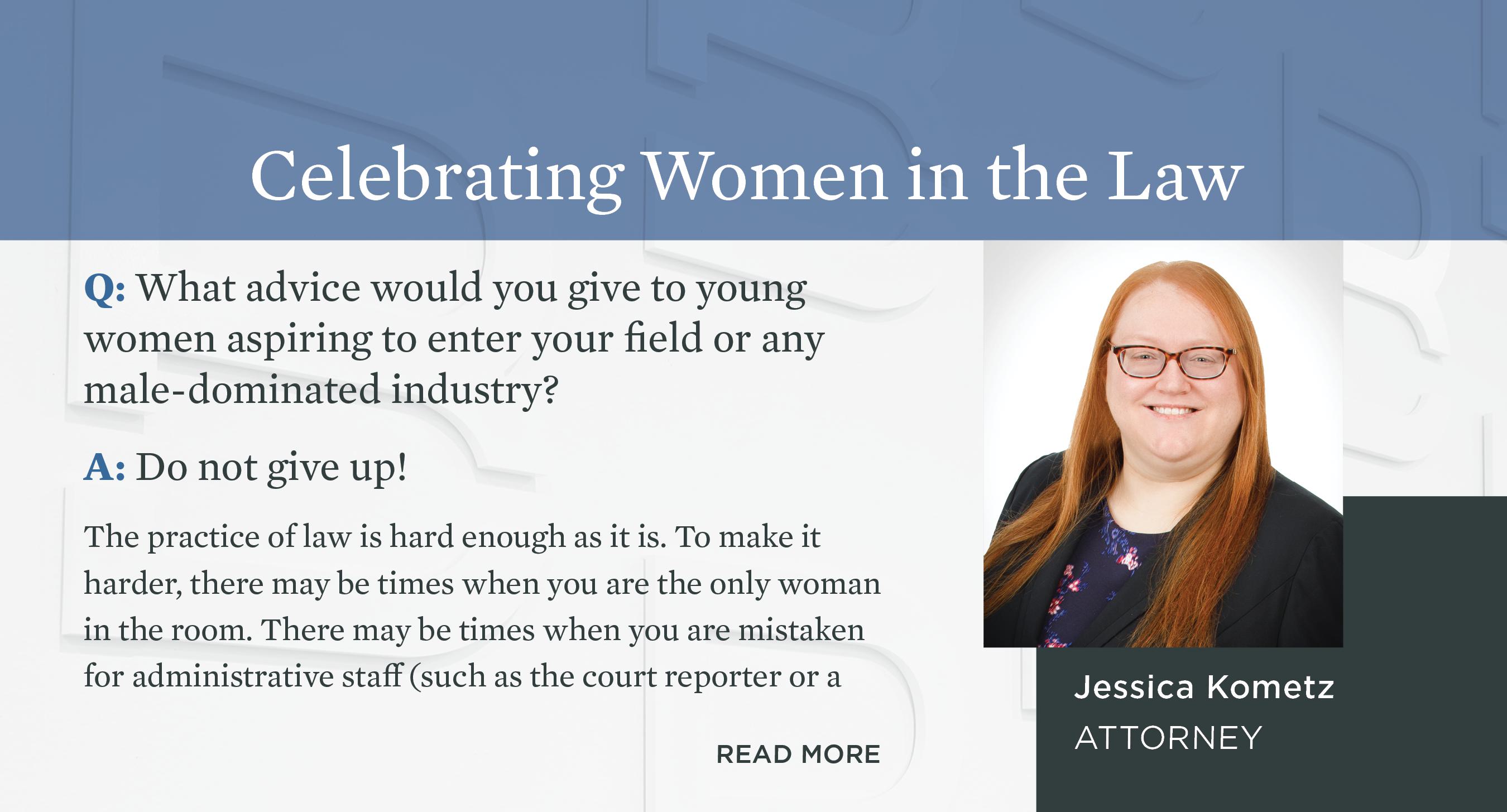 Jessica Kometz Women in the Law graphic