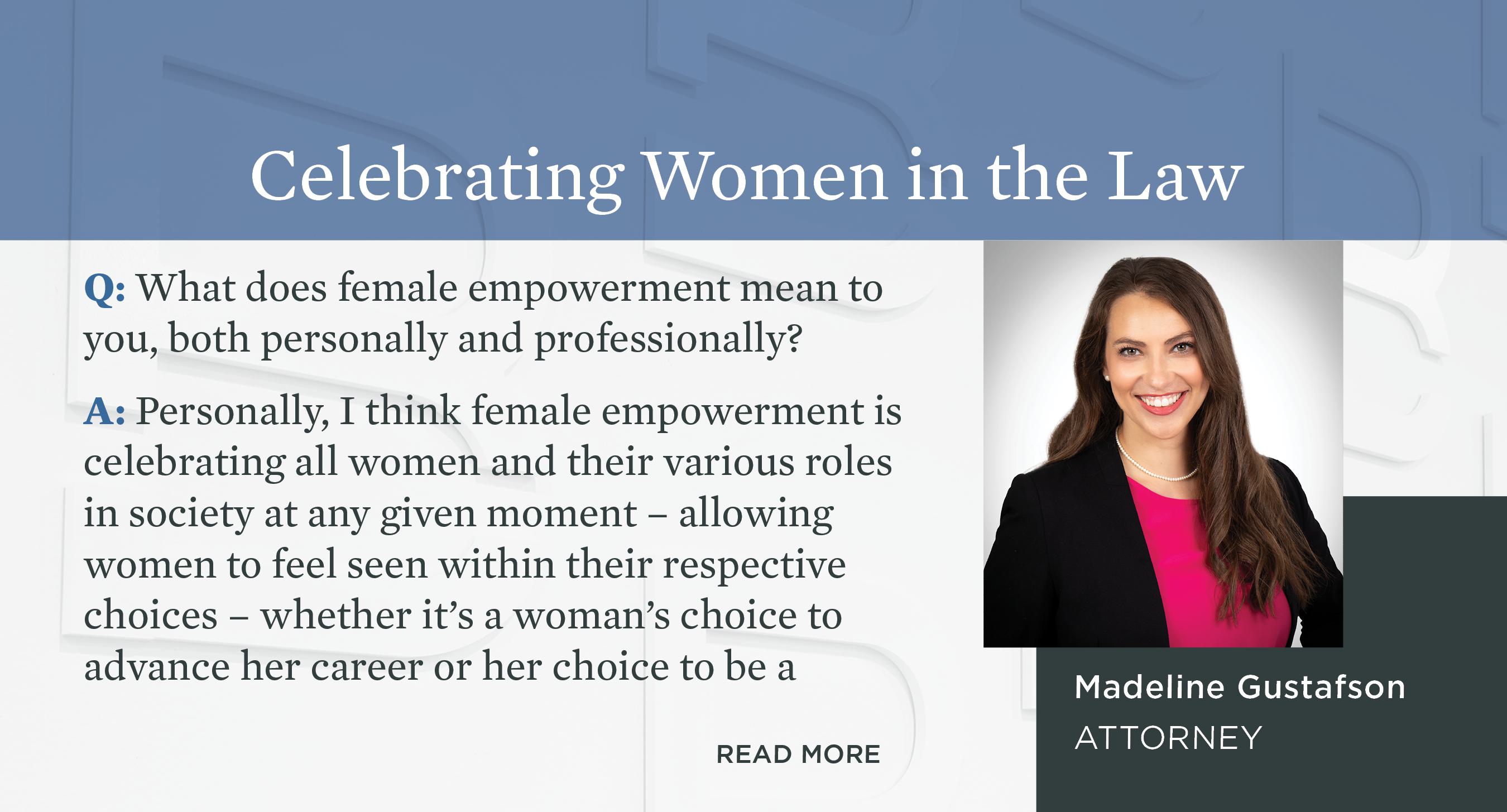 Madeline Gustafson Women in the Law graphic